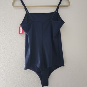 NWT SPANX ribbed cami thong bodysuit sizeL color Spring Navy